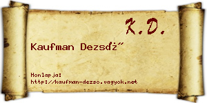 Kaufman Dezső névjegykártya